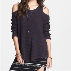 Free People sunrise cold shoulder sweater grey xs